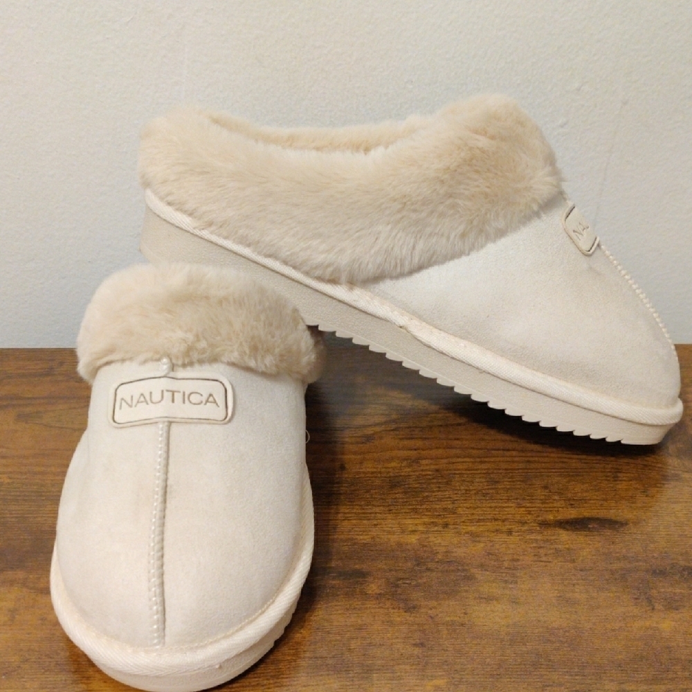 Nautica Beige Plush Slippers - Picture 6 of 15